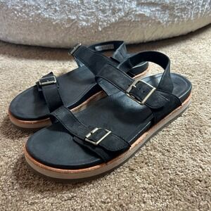 NEW Merrill women's JUNO buckle basckstrap sandals black black leather 10